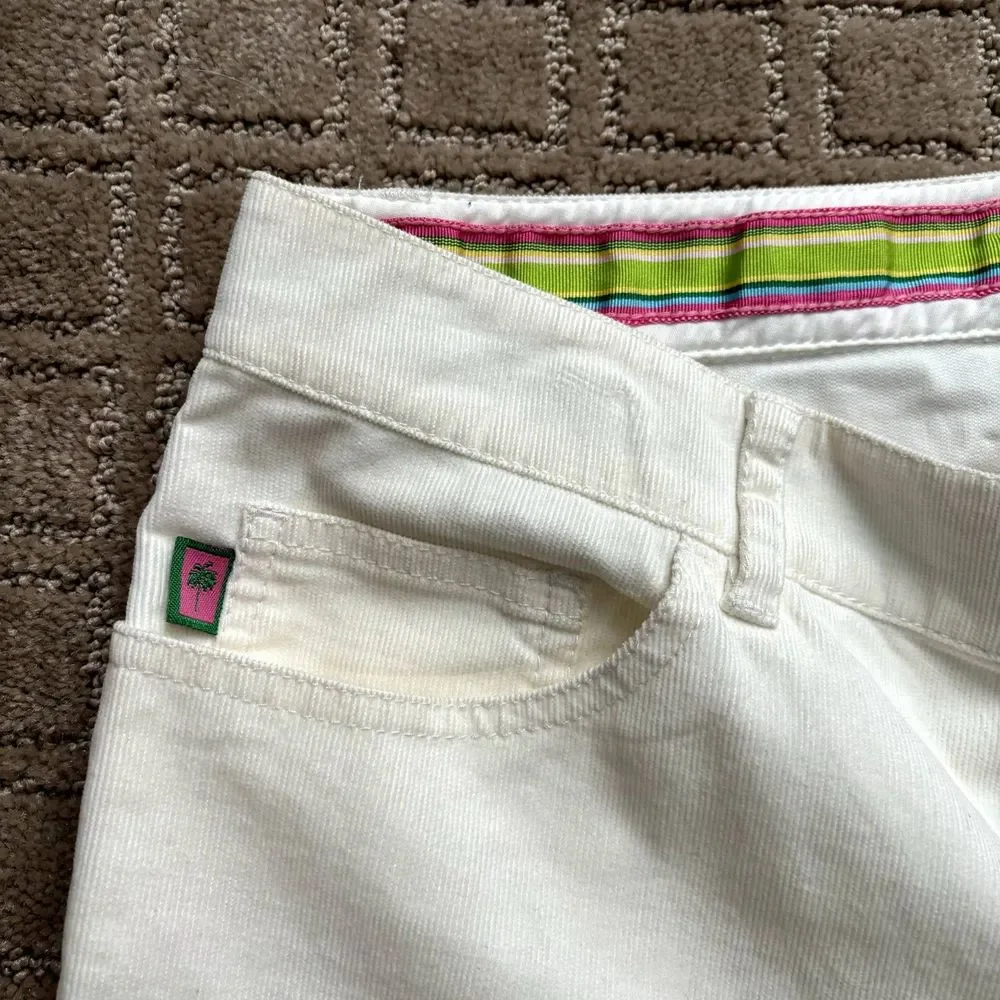 Lilly Pulitzer Corduroy Pants Women Size 10 Stretch Bootcut Off White - Picture 3 of 11